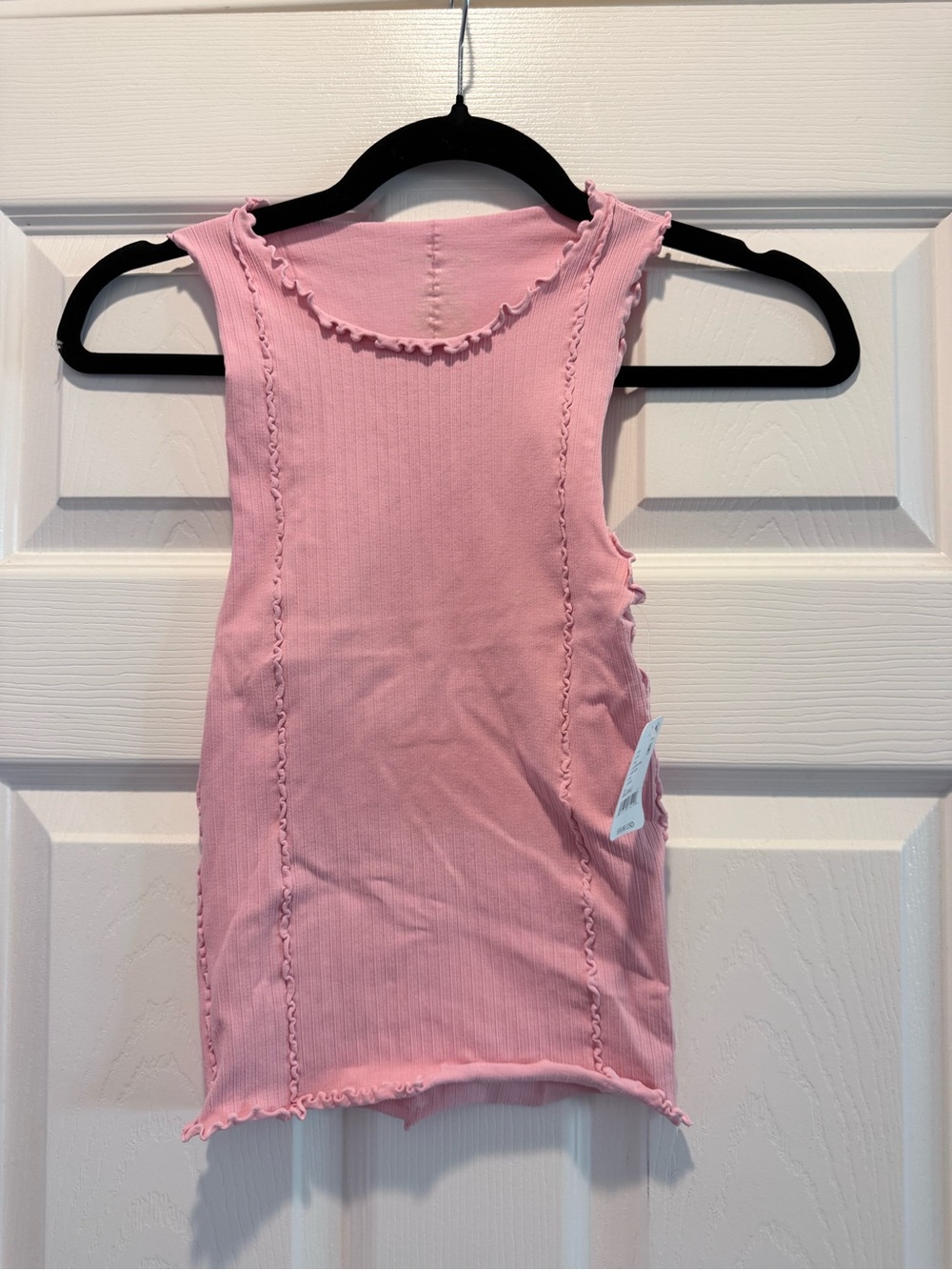 Free People Ribbed Pink Lettuce-Edge Tank